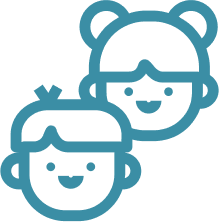 Icon von zwei Kindergesichtern.